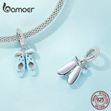 925 Silver Ballet Girl Charm Ballet Shoes Pendant for Bracelet Necklace