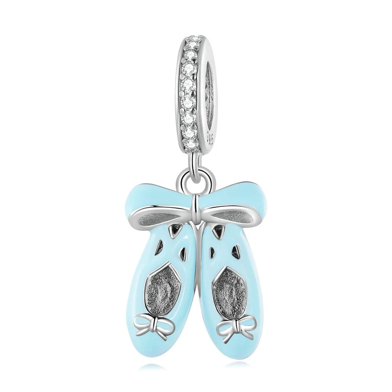 925 Silver Ballet Girl Charm Ballet Shoes Pendant for Bracelet Necklace