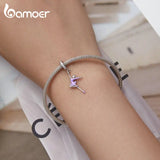 925 Silver Ballet Girl Charm Ballet Shoes Pendant for Bracelet Necklace