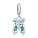 925 Silver Ballet Girl Charm Ballet Shoes Pendant for Bracelet Necklace