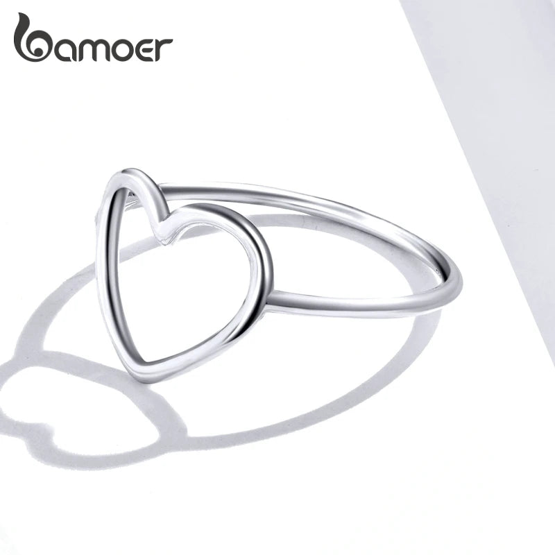 925 Silver Big Heart Shaped Ring Oxidized Hollow Love Finger Gift Jewelry