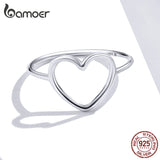 925 Silver Big Heart Shaped Ring Oxidized Hollow Love Finger Gift Jewelry