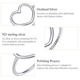 925 Silver Big Heart Shaped Ring Oxidized Hollow Love Finger Gift Jewelry