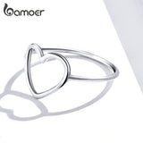 925 Silver Big Heart Shaped Ring Oxidized Hollow Love Finger Gift Jewelry
