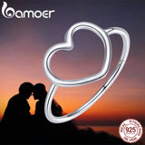 925 Silver Big Heart Shaped Ring Oxidized Hollow Love Finger Gift Jewelry