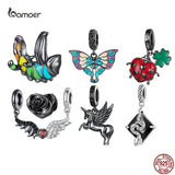 925 Silver Angel Wings Beads Safety Chain Charm for Bracelet Necklace
