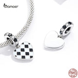 925 Silver Panda Grid Love Charm Bead for Bracelet Necklace