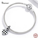 925 Silver Panda Grid Love Charm Bead for Bracelet Necklace