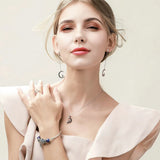 925 Silver Zircon Crescent Moon Earrings for Women