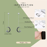 925 Silver Zircon Crescent Moon Earrings for Women