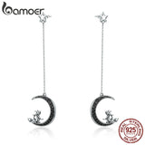 925 Silver Zircon Crescent Moon Earrings for Women