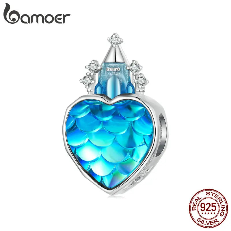 925 Silver Fish Scale Castle Bead Charm for Bracelet Bangle DIY Gift