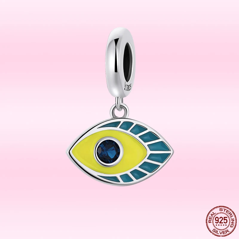 925 Sterling Silver Demon Eye Pendant Charms Bracelet Necklace Bangle