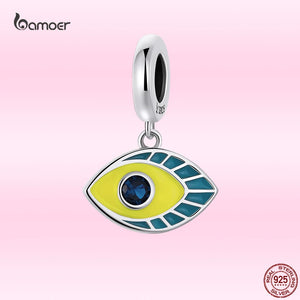 925 Sterling Silver Demon Eye Pendant Charms Bracelet Necklace Bangle