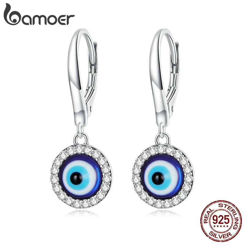 Sterling Silver Devil Eye Ear Buckles Demon Eye Pendant Earrings