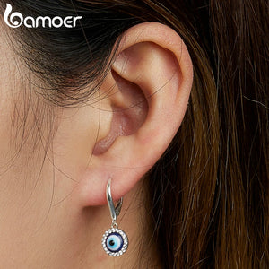 Sterling Silver Devil Eye Ear Buckles Demon Eye Pendant Earrings