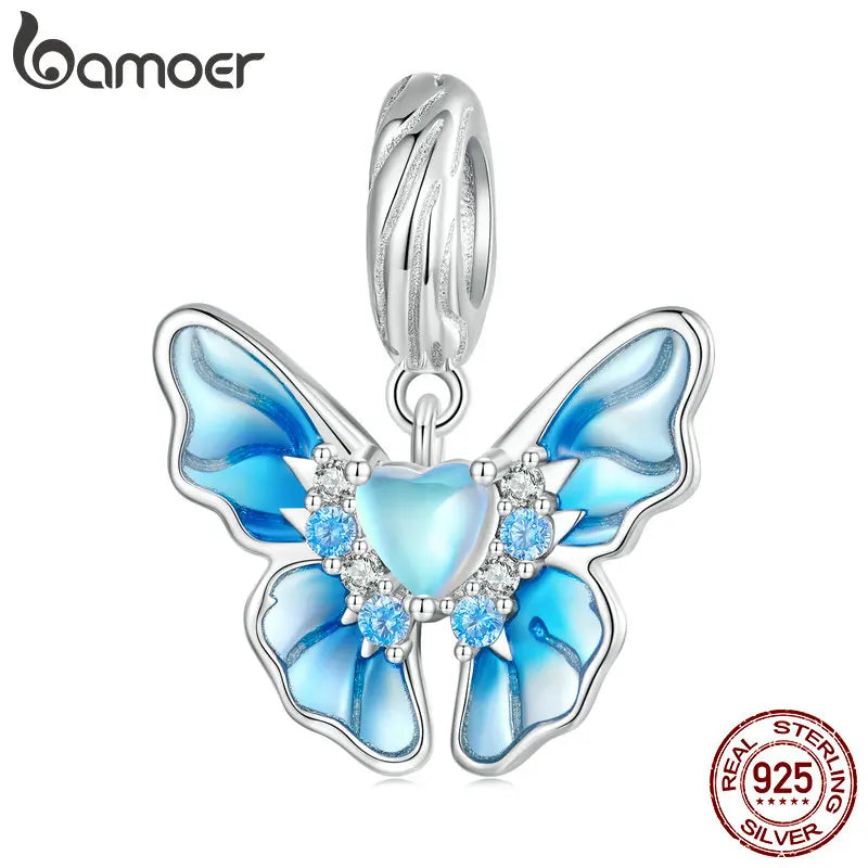 Silver Butterfly Moonstone Pendant for Jewelry Making