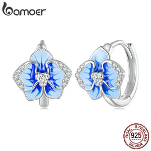 925 Silver Butterfly Orchid Ear Clips