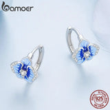925 Silver Butterfly Orchid Ear Clips