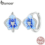 925 Silver Butterfly Orchid Ear Clips