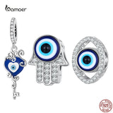 925 Silver Evil Eye Bead Charms Fatima's Hand Pendant DIY Jewelry