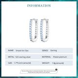 925 Silver Opal Geometric Ear Hoop Earrings CZ Setting BSE744
