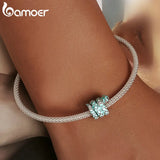 925 Silver Snake Charms for Bracelet Platinum Beads Jewelry