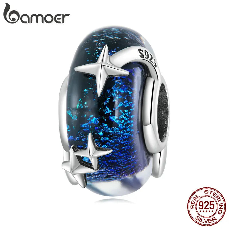 925 Silver Starry Glass Bead Space Galaxy Charm BSC682