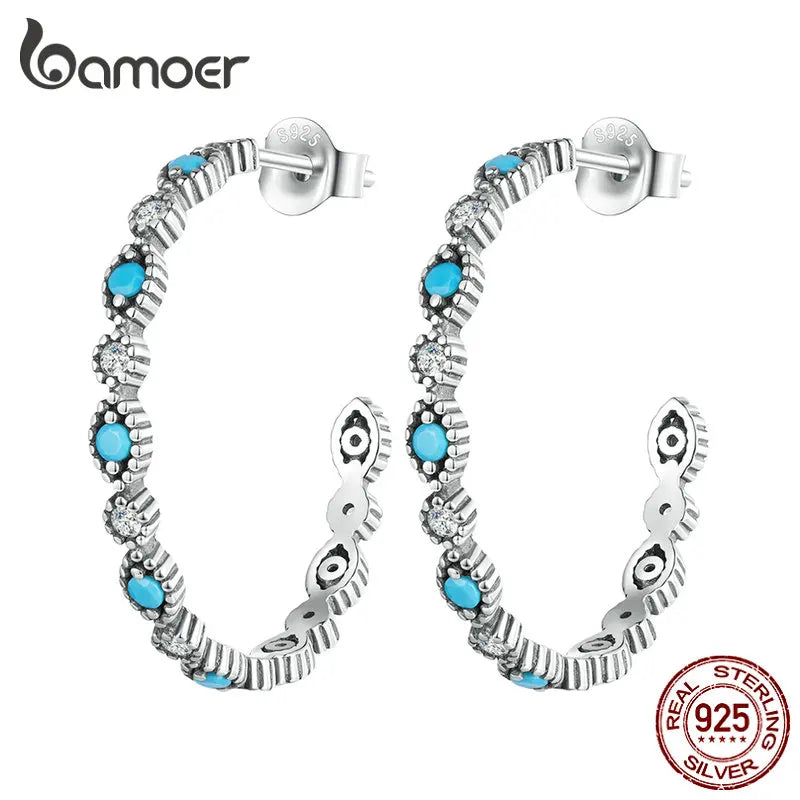 925 Silver Turquoise Devil's Eye Stud Earrings BSE754