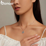 925 Silver Turquoise Sun Pendant Necklace CZ Setting Women Birthday Gift