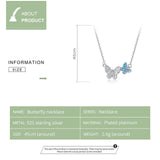 Bamoer 925 Silver Zircon Butterfly Necklace Women Birthday Gift