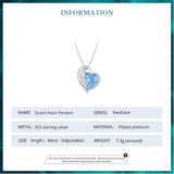 925 Silver Guard Heart Pendant Necklace Feather Chain for Women