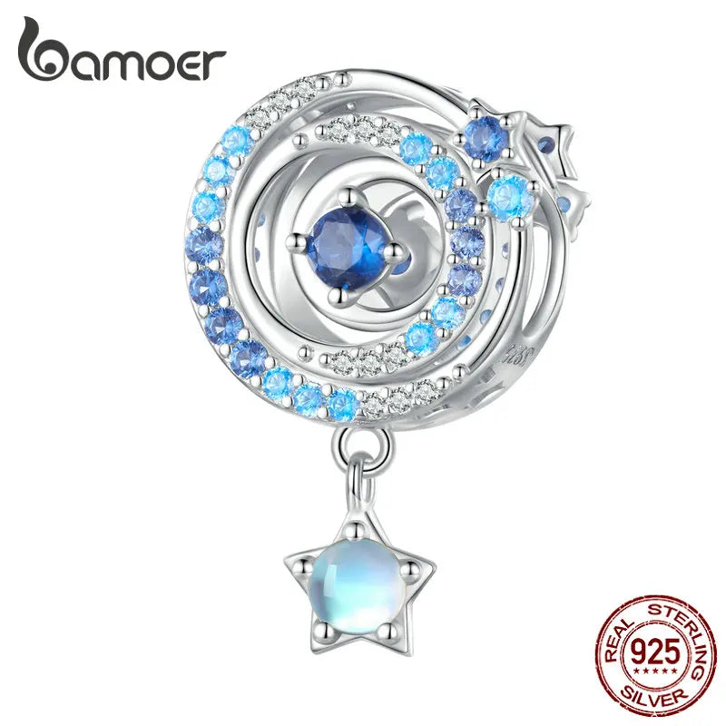 925 Silver Zircon Universe Planet Charms for Women DIY Jewelry