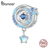 925 Silver Zircon Universe Planet Charms for Women DIY Jewelry