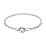 925 Silver Zircon Love Beads Heart Tassel Safety Chain Bracelet DIY