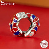 925 Silver Red Enamel Carp Septal Bead Lucky Fish Clip Beads