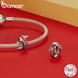 925 Silver Red Enamel Carp Septal Bead Lucky Fish Clip Beads