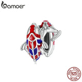 925 Silver Red Enamel Carp Septal Bead Lucky Fish Clip Beads