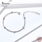925 Silver Bracelet Women Round Beads Double Layers Chain GXB131