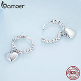 925 Silver Braided Twisted Ear Buckles Heart Drop Earrings BSE715