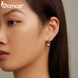 925 Silver Braided Twisted Ear Buckles Heart Drop Earrings BSE715