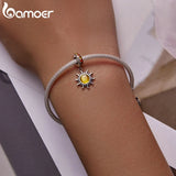 925 Silver Sun Pendant for Bracelet Dazzling Stone Bead Jewelry