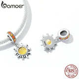925 Silver Sun Pendant for Bracelet Dazzling Stone Bead Jewelry