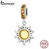 925 Silver Sun Pendant for Bracelet Dazzling Stone Bead Jewelry