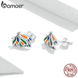 925 Silver Butterfly Women Ear Studs Colorful Stud Earrings