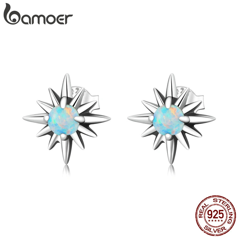 925 Silver Opal Star Stud Earrings Dainty Jewelry Engagement Gift