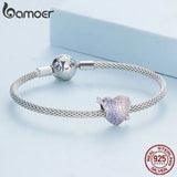 925 Silver Zirconium Heart Charms for DIY Bracelet & Bangle