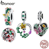 925 Silver Butterfly & Flower Spacer Beads for Women Bracelet Spring Charms