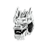 925 Silver Chinese Dragon Head Bracelet Charm Funny Lion Women Jewelry