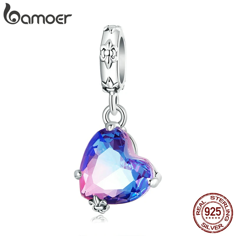 925 Silver Vintage Heart Charms Pendant for Women DIY Jewelry